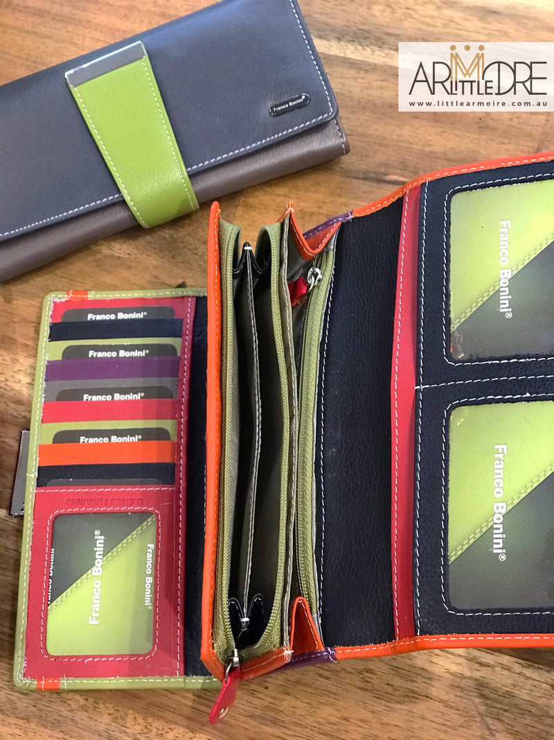 Franco Bonini - 481A Leather Organised Handbag/Wallet - Orange/Multi | Bags  To Go